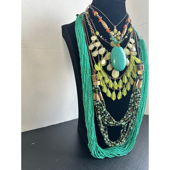 Shades of Green and Turqouise Vintage to Modern Costume Jewelry - Picture 6 of 16